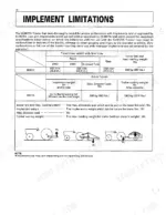 kubota-b2410-tractor-operator-manual-f-11753-attachments-18.webp Kubota B2410 implement limitations table showing tread width, drawbar load, and trailer capacity specifications with weight diagrams