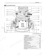 kubota-b2410-tractor-operator-manual-f-11753-controls-21.webp Kubota B2410 foot and hand controls diagram showing steering wheel, pedals, and levers with numbered reference guide