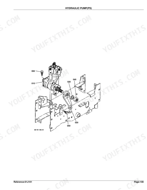 Kubota B2410HSD hydraulic pump assembly exploded view diagram with numbered component parts