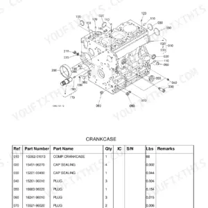 Kubota B26 engine parts catalog page 3 exploded view with part numbers list