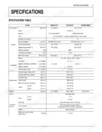 kubota-b2650-b3350-b3350su-tractor-operator-manual-6c410-6311-8-specs-21.webp Kubota B2650HSD B3350HSD B3350SUHSD specifications table with engine power, dimensions, weight, transmission, and traveling system details