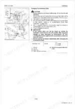 kubota-b3000-aus-tractor-workshop-manual-9y111-06230-exploded-view-36.webp Kubota B3000-AUS transmission fluid change procedure with labeled diagrams showing drain plug, dipstick, oil inlet locations and capacity table