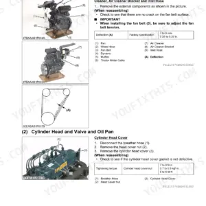 Kubota B3000 engine disassembly assembly external components and cylinder head cover procedures with labeled diagrams and torque specifications