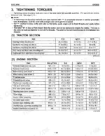 kubota-b3200hsd-b3200hsdwo-tractor-service-manual-b3200-wsm-torque-79.webp Kubota B3200HSD engine tightening torques table with N·m, kgf·m, lbf·ft specifications for cylinder head, main bearing, flywheel, connecting rod, and bearing case screws