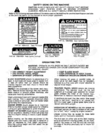 kubota-b3548-rear-mount-mower-operator-manual-551-14006-page-4.webp Kubota B3548 safety signs and operating tips for mower deck maintenance and PTO operation