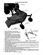 kubota-b3548-rear-mount-mower-operator-manual-551-14006-procedures-6.webp Kubota B3548 attaching mower to tractor procedures with labeled diagram showing mast assembly, rear brace, eyebolt, gauge wheels and tractor check chains adjustment steps