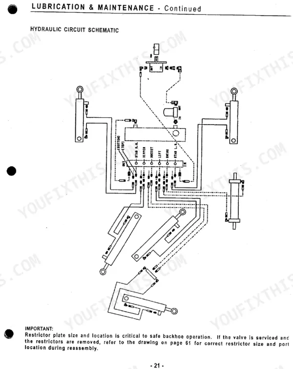 Kubota B4672A BL4690A hydraulic circuit schematic diagram with valve manifold and cylinders