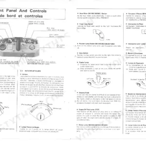 Kubota B5100D/B6100D/B7100D instrument panel and controls diagram showing switches, lamps, and operational procedures