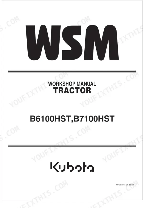 Kubota B6100HST B7100HST workshop manual tractor service cover page