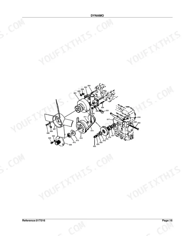 Kubota B6100HST-E Dynamo alternator exploded view diagram with numbered component parts