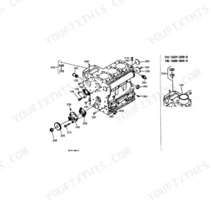 Kubota B7100HST-D B7100HST-E crankcase exploded view diagram with numbered parts and component callouts