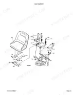 Kubota B7500HSD exploded view diagram of the seat support assembly, including seat, springs, and mounting brackets.