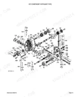 Kubota B7500HSD exploded view diagram of HST transmission component parts including shafts, gears, and valve assemblies.