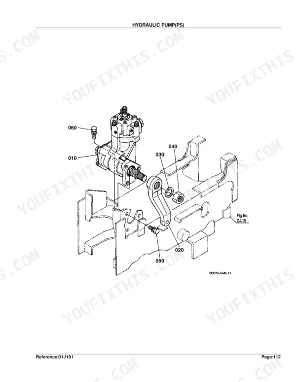 Kubota B7800HSD exploded view diagram of the hydraulic pump (PS) assembly and mounting components.