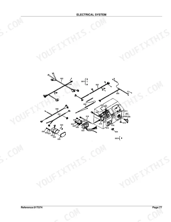 Kubota B8200DP electrical system diagram showing wiring harness, instrument panel components, and numbered parts.