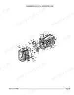kubota-b8200hst-dp-tractor-parts-catalog-11065-drivetrain-parts-53.webp Kubota B8200HST-DP exploded view diagram of the transmission case and differential case assembly components.
