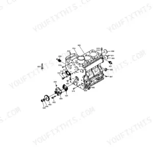 Kubota B8200HST-DP crankcase exploded view diagram showing engine block, oil pump, and related components.