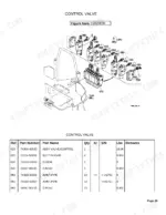 kubota-bh65-backhoe-attachment-parts-catalog-hydraulic-parts-21.webp Kubota BH65 control valve exploded view diagram and parts list including valve assembly, pipe joints, and O-rings.