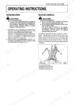 kubota-bh70-backhoe-operator-manual-7k506-7991-1-controls-19.webp Kubota BH70 operating instructions page showing backhoe controls, joystick lever diagram, and safety caution notes.