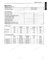 kubota-bh75-backhoe-operator-manual-7k501-79914-maintenance-13.webp Kubota BH75 specifications table for digging force, cycle times, hydraulic cylinder dimensions, and bucket options.
