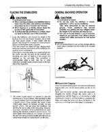 kubota-bh75-backhoe-operator-manual-7k501-79914-operations-19.webp Kubota BH75 operator manual page on stabilizer placement, backhoe operation safety, and dipperstick digging procedures.