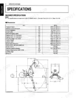 kubota-bh75-backhoe-operator-manual-7k501-79914-specs-12.webp Kubota BH75 backhoe specifications table and dimension diagram showing digging depth, reach, and transport height.