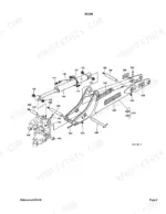 Kubota BH75 exploded view diagram of the boom assembly, showing hydraulic cylinder, pins, bushings, and mounting hardware.