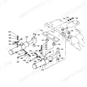 Kubota BT 751 exploded view diagram of swing cylinder assembly with numbered hydraulic components and bushings.