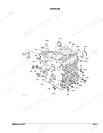 kubota-bx1500d-sub-compact-tractor-parts-catalog-engine-parts-6.webp Kubota BX1500D exploded view diagram of the engine crankcase assembly showing plugs, pins, and core components.