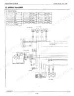 kubota-bx1800-bx2200-tractor-shop-manual-12460-wiring-272.webp Kubota BX1800, BX2200 wiring diagram showing lighting, generator, fuel pump, and main switch color codes.