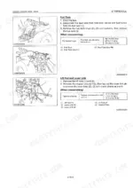 Kubota BX1800, BX2200 fuel tank removal and lift rod, lower link disassembly procedures with torque specifications.