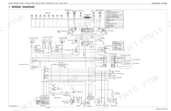 Kubota BX1860, BX2360, BX2660, RCK48-18BX, RCK54-23BX, RCK60B-23BX, RCK48P-18BX, RCK54P-23BX, LA203, LA243 electrical wiring diagram.