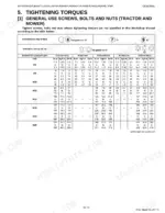 Kubota BX1870, BX2370, BX2670, RCK48-18BX, RCK54-23BX, RCK60B-23BX, RCK48P-18BX, RCK54P-23BX, RCK54D-26BX, RCK60D-26BX, LA203A, LA243A general tightening torque table for screws, bolts, and nuts by grade and size.