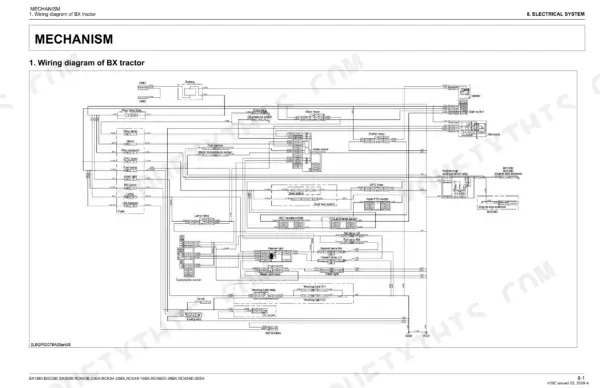 Kubota BX1880, BX2380, BX2680, RCK60B-23BX, RCK54-23BX, RCK48-18BX, RCK60D-26BX, RCK54D-26BX electrical system wiring diagram.