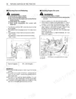 Kubota BX23S, LA340, LA340S, BT603: Procedures for checking fuel, refueling, and engine oil level with diagrams.
