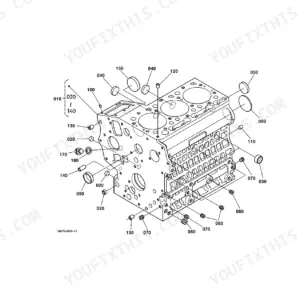 Kubota BX24D exploded view diagram of the engine crankcase assembly with numbered component parts list.