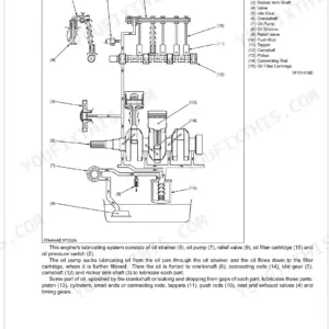 Kubota BX25, LA240, BT601, RCK54, RCK54P, RCK60B engine lubricating system diagram and component list.