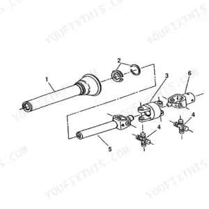 Kubota BX2537 exploded view diagram of the female driveline assembly showing universal joints, yokes, and snap rings.