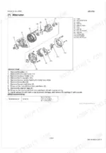 kubota-d1005-e4b-to-v1505-e4b-diesel-engine-shop-manual-9y111-07840-exploded-view-102.webp Kubota E4B Series alternator exploded view showing rotor, stator, rectifier, IC regulator, brush holder disassembly steps and pulley nut torque specs