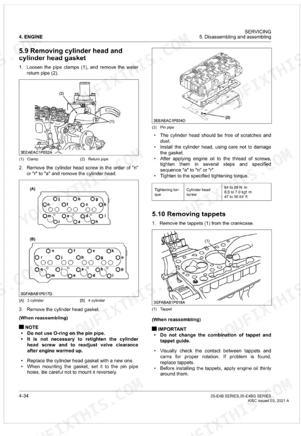 Kubota D1005-E4B D1105-E4B D1305-E4B V1505-E4B engine service procedures page 108