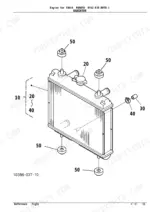 kubota-d782-e2b-bhtu-1-engine-parts-catalog-yoof2161-cooling-parts-64.webp Kubota D782-E2B-BHTU-1 exploded view diagram of the radiator assembly, including mounts, cap, and hose components.