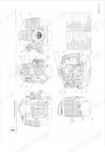 Kubota DM262-S, DM262-W, DH264-S, DH264-W, DM332-S, DM332-W Mitsubishi TU33 engine cross-sectional diagram and parts list.