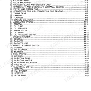 Kubota EA300-E2-NB1, EA300-E2-NB1-APU, EL300-E2-AR, EL300-E2-AR-KCL workshop manual table of contents for engine systems.
