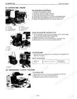 Kubota F2000 engine and clutch housing separation procedures, torque specs, and component removal diagrams.