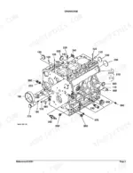 kubota-f2400-f2100-compact-tractor-parts-catalog-engine-parts-5.webp Kubota F2400, F2100 engine crankcase exploded view diagram showing numbered components and assembly parts.
