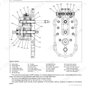 Kubota F2690E, F2690, F3990, RCK60P-F39, RCK60R-F36, RCK72P-F39, RCK72R-F36 hydrostatic transmission structure exploded view.