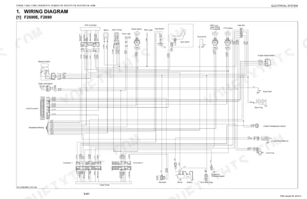 Kubota F2690E, F2690, F3990, RCK60P-F39, RCK60R-F36, RCK72P-F39, RCK72R-F36 electrical system wiring diagram for F2690E and F2690.