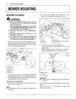 Kubota F2890, F3690 mower deck mounting procedure, lift link, PTO shaft, and universal joint connection diagrams.