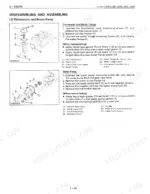 Kubota G1700, G1800, G1900, G2000 engine manual: disassembly and assembly steps for thermostat and water pump.