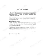 Kubota G1700, G1800, G1900, G2000 workshop manual To The Reader introduction page explaining manual structure.